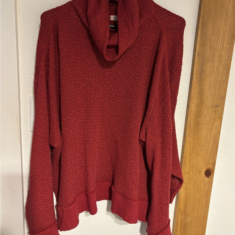 Free People Red Cowl Neck Sweater